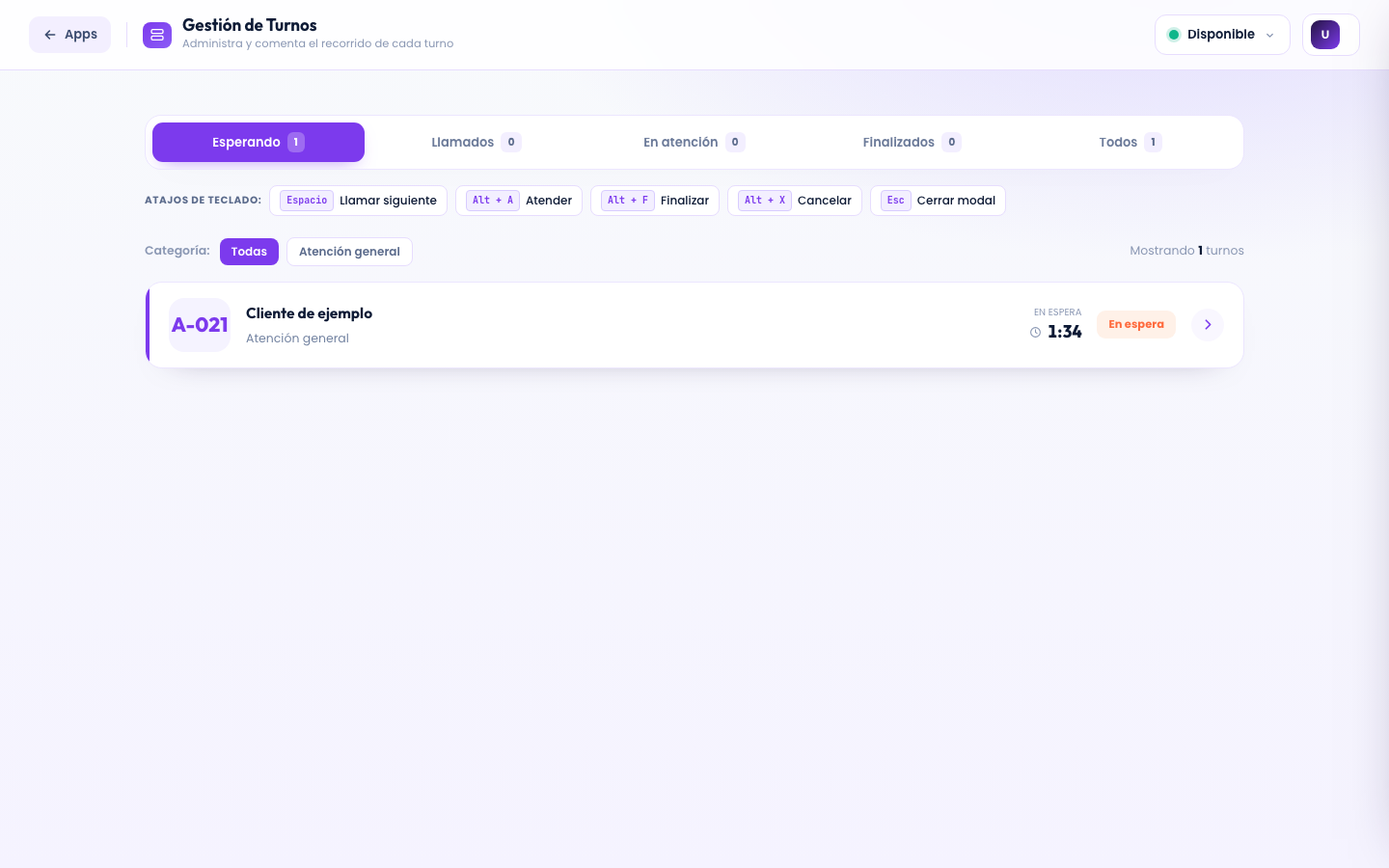 Interfaz de Gestión de Turnos: la consola del equipo de atención en Kiuu